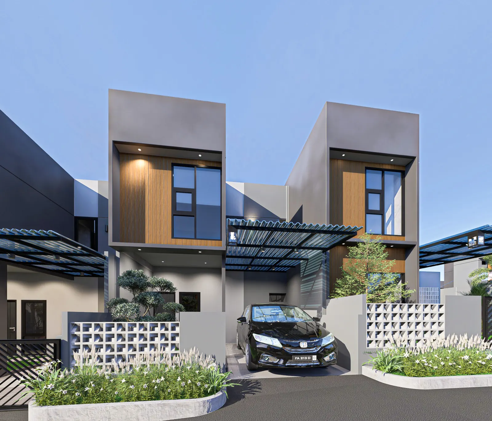Render eksterior rumah tipe Calysta