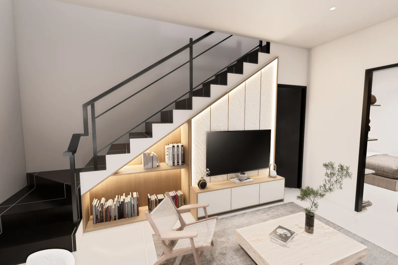 Render ruang keluarga tipe Camelia