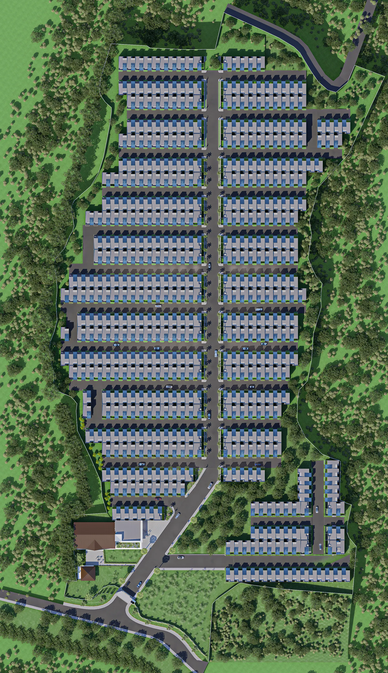 Render 3D kawasan Sundara Residence dilihat dari udara